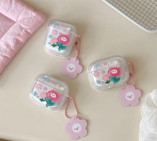 Floral Apple AirPods / Pro Earphone Case Skin with Charm