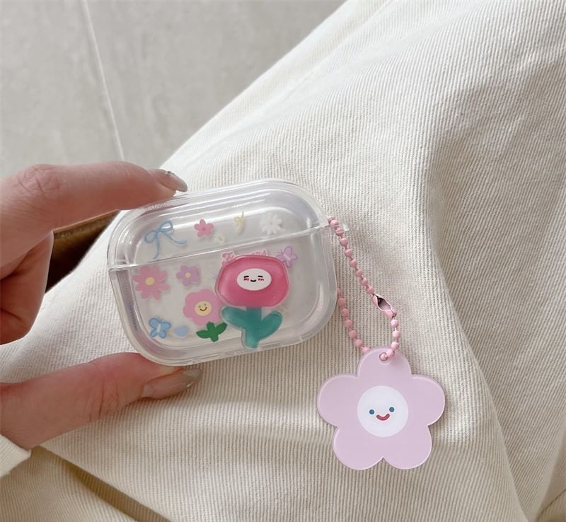 Floral Apple AirPods / Pro Earphone Case Skin with Charm