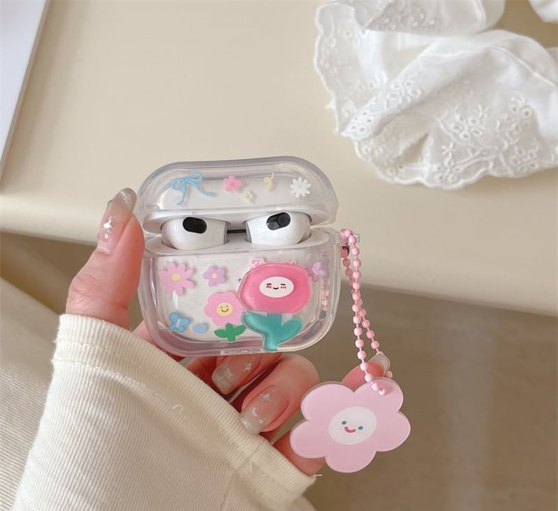 Floral Apple AirPods / Pro Earphone Case Skin with Charm