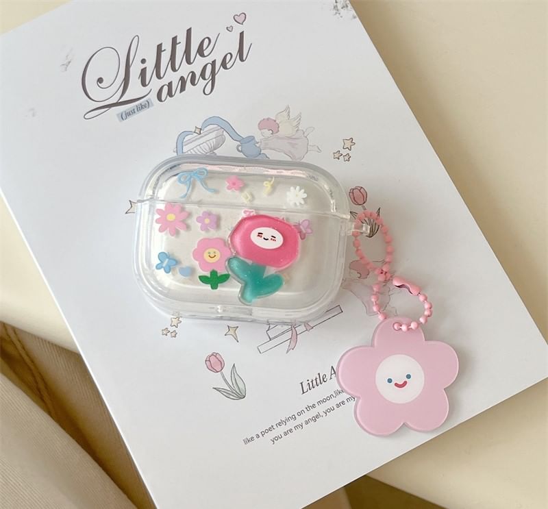 Floral Apple AirPods / Pro Earphone Case Skin with Charm