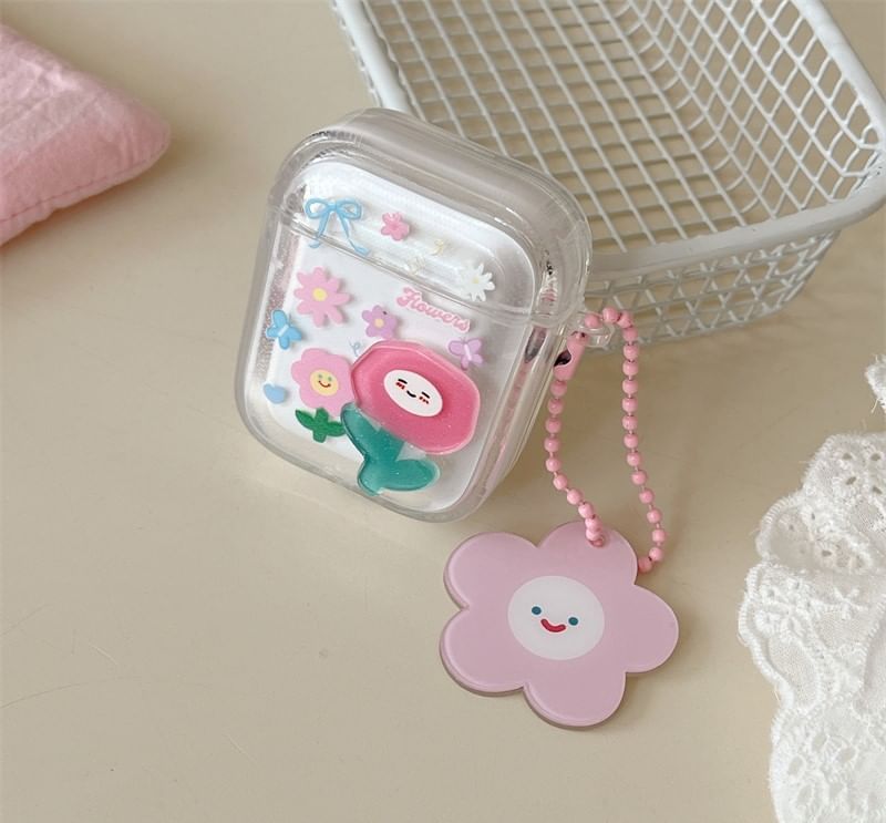 Floral Apple AirPods / Pro Earphone Case Skin with Charm