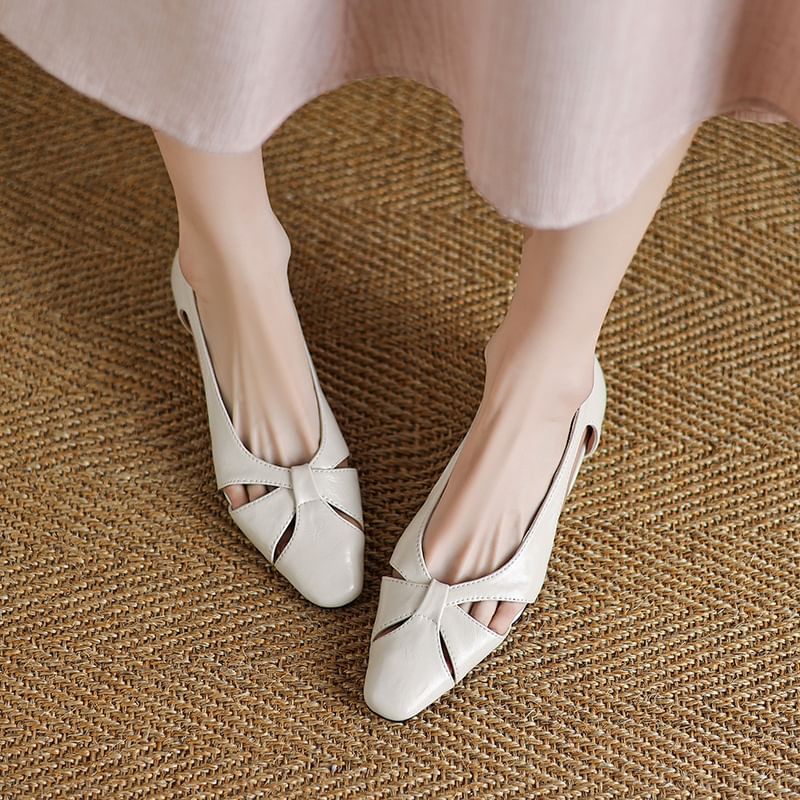 Wedge Heel Plain Cutout Faux Leather Sandals