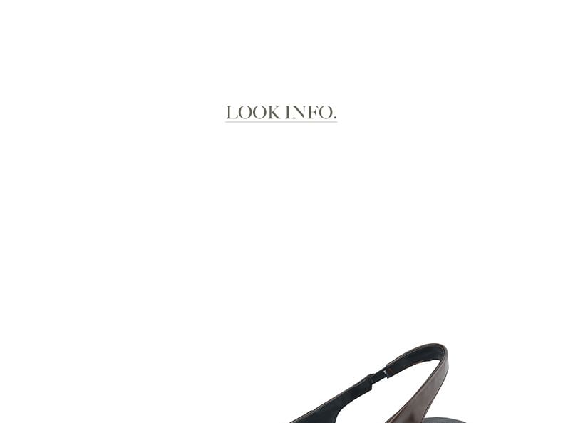 Low Heel Pointed Toe Plain Ruched Faux Leather Slingback Sandals