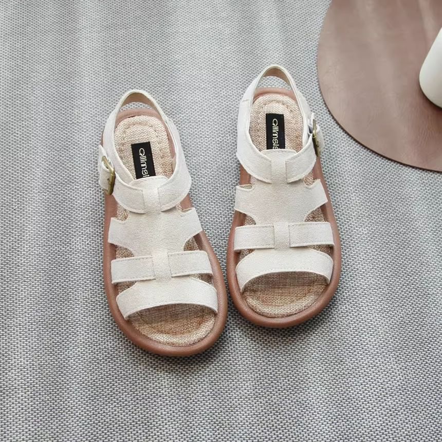 Plain Cutout Faux Suede Slingback Sandals