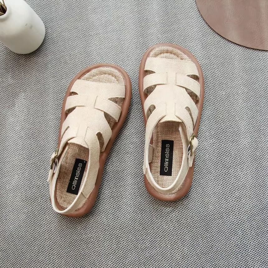 Plain Cutout Faux Suede Slingback Sandals