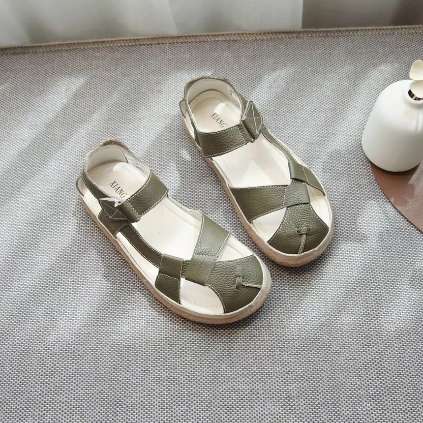 Plain Genuine Leather Slingback Gladiator Sandals