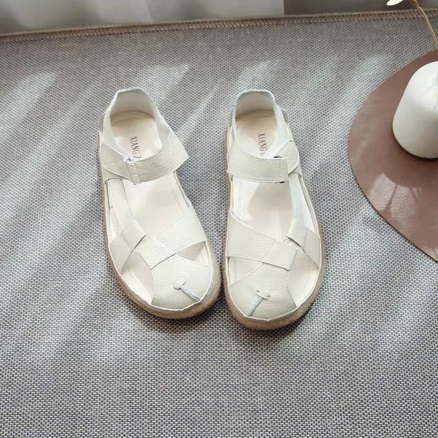 Plain Genuine Leather Slingback Gladiator Sandals