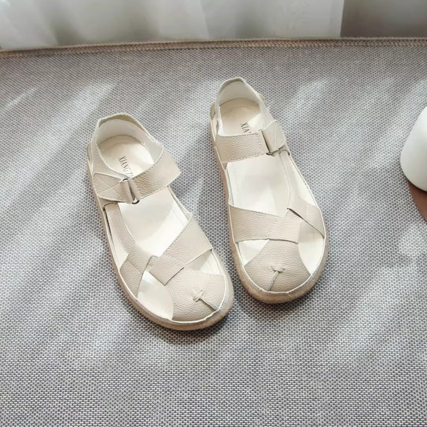Plain Genuine Leather Slingback Gladiator Sandals