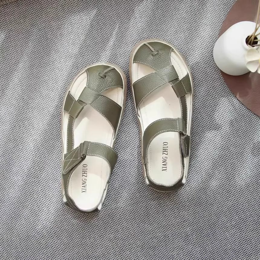 Plain Genuine Leather Slingback Gladiator Sandals