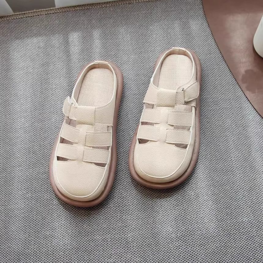 Plain Cutout Faux Leather Mules