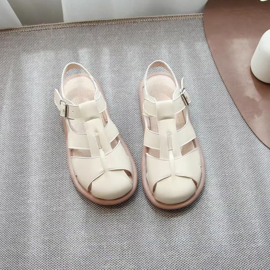 Plain Faux Leather Slingback Gladiator Sandals