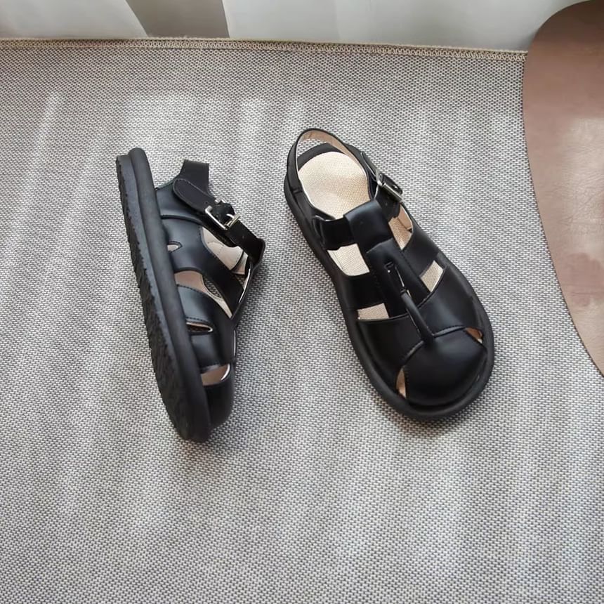 Plain Faux Leather Slingback Gladiator Sandals