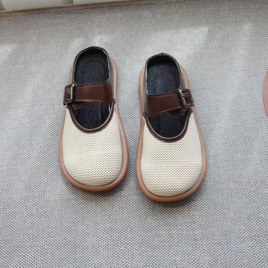 Faux Leather Panel Mesh Mary Jane Mules