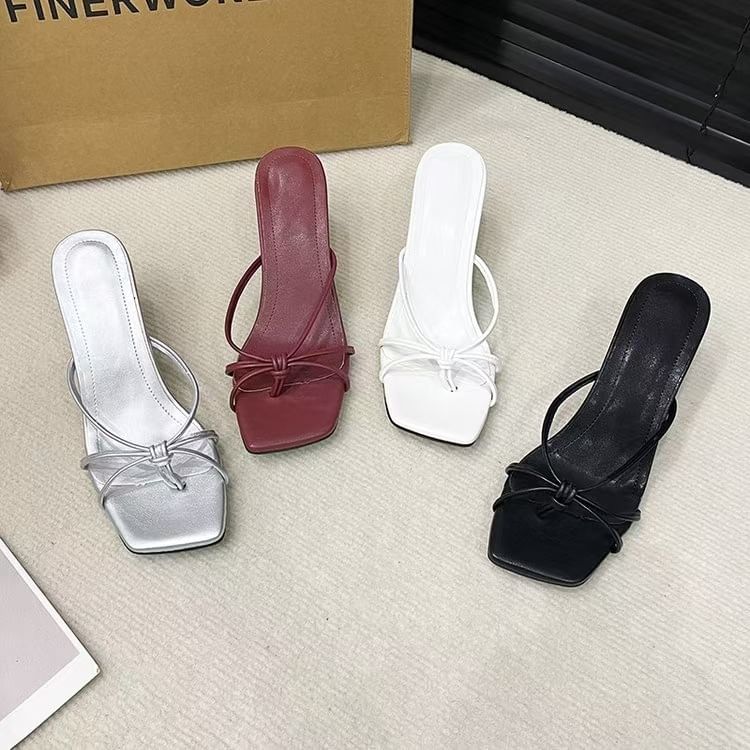 Kitten Heel Square Toe Sandals