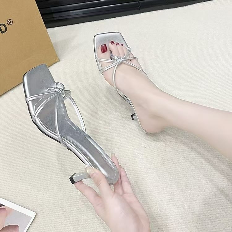 Kitten Heel Square Toe Sandals