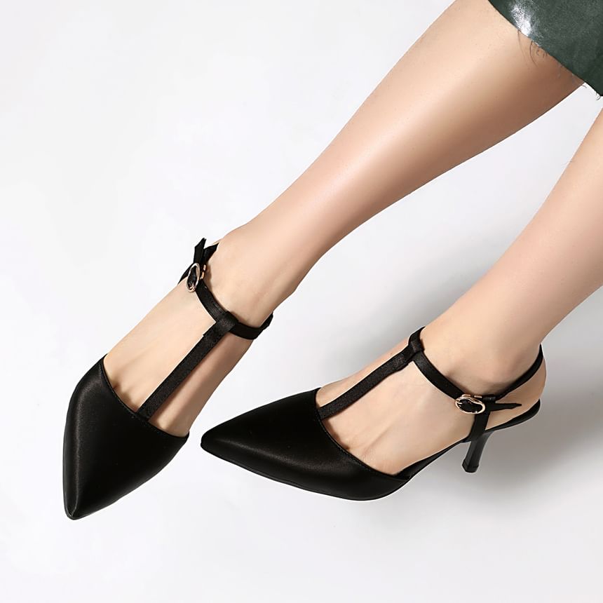 Pointy T-Strap High Heel Sandals