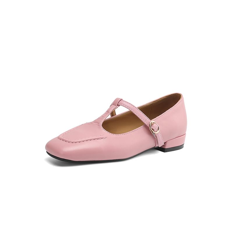 Square-Toe T-Strap Sandals