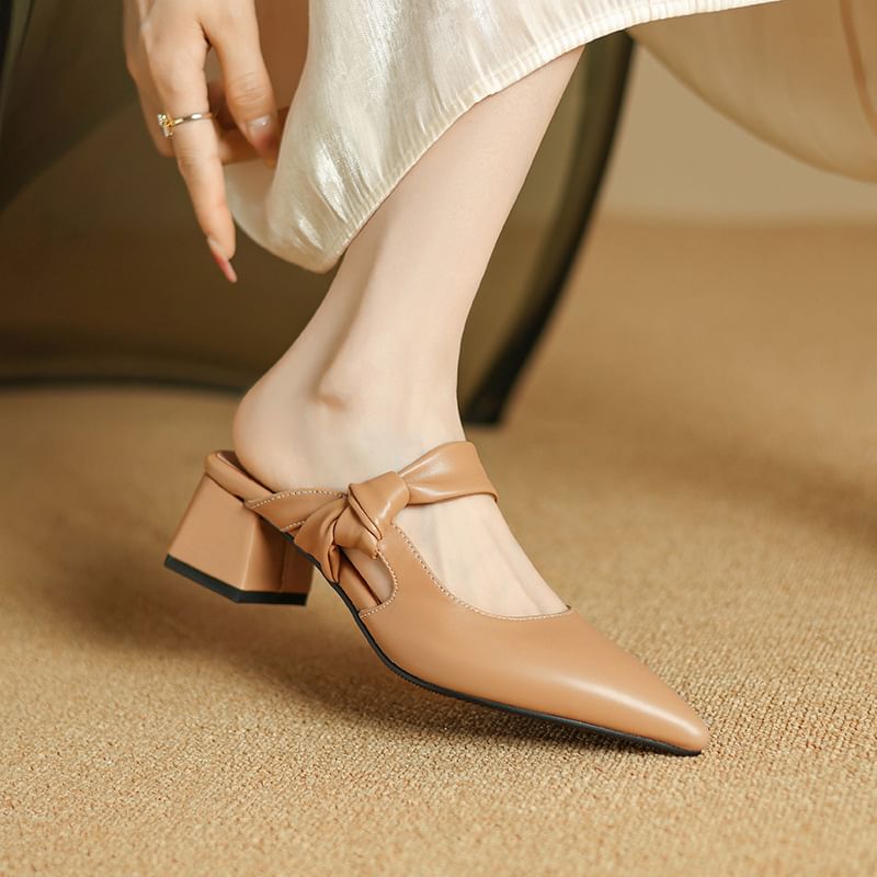 Block Heel Knotted Mules