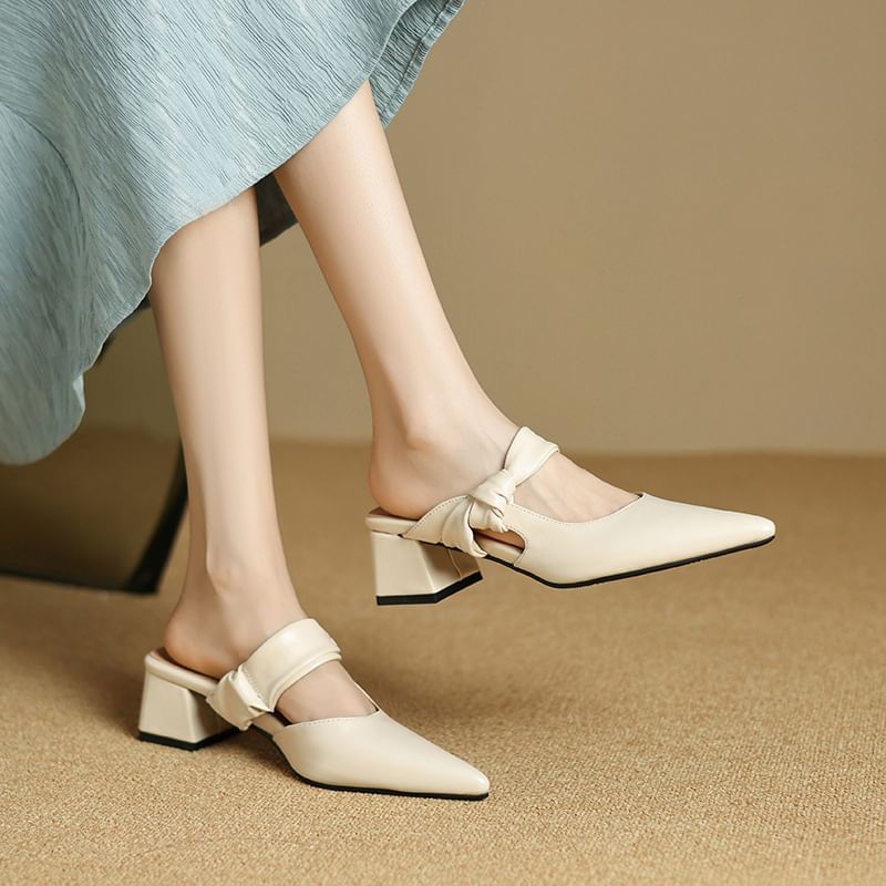 Block Heel Knotted Mules