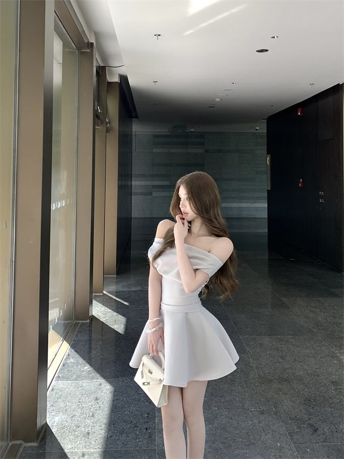 Off Shoulder Top & Mini A-Line Skirt Duo