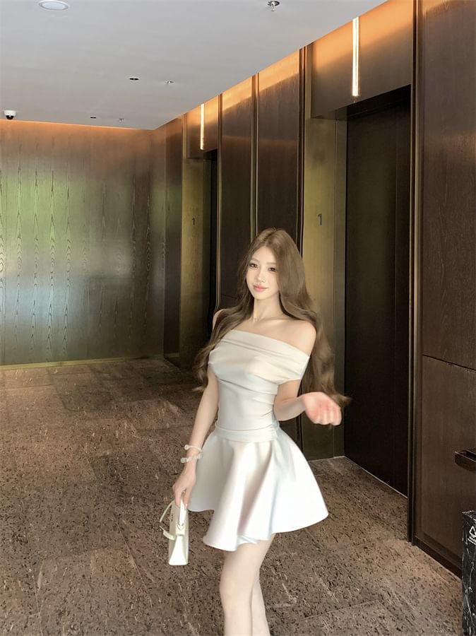 Off Shoulder Top & Mini A-Line Skirt Duo