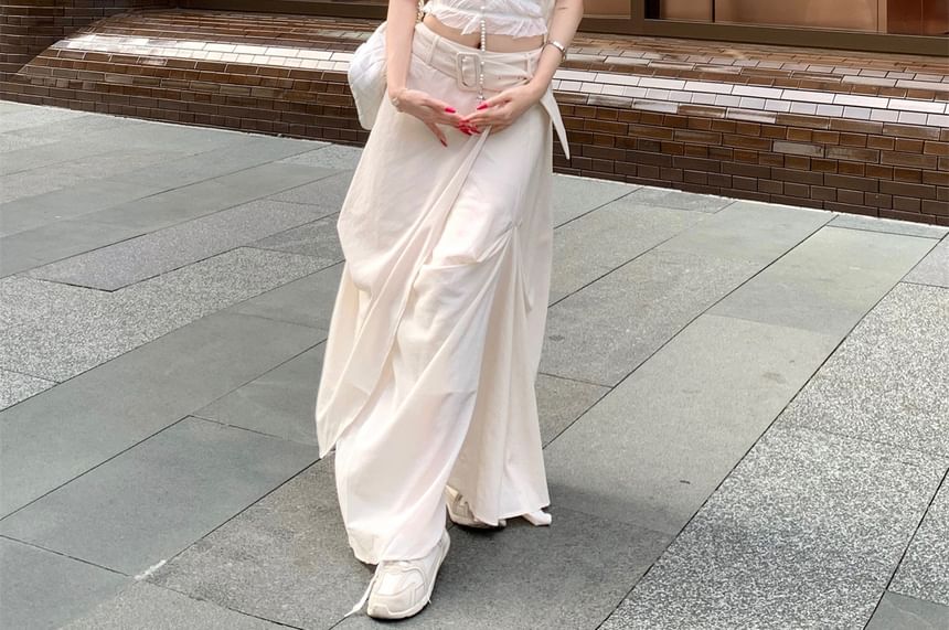 Asymmetrical Crop Top & Maxi Skirt Set - High Waist