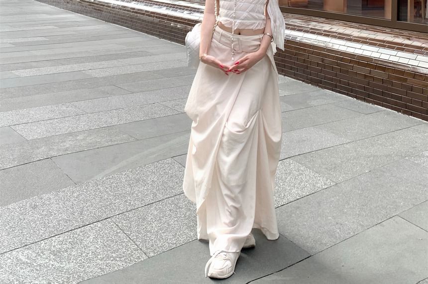 Asymmetrical Crop Top & Maxi Skirt Set - High Waist