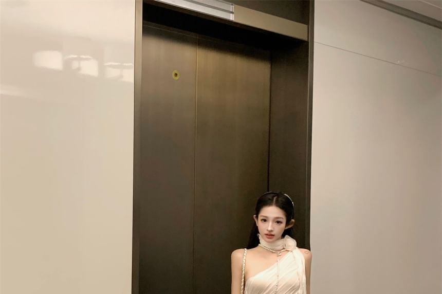 Asymmetrical Crop Top & Maxi Skirt Set - High Waist