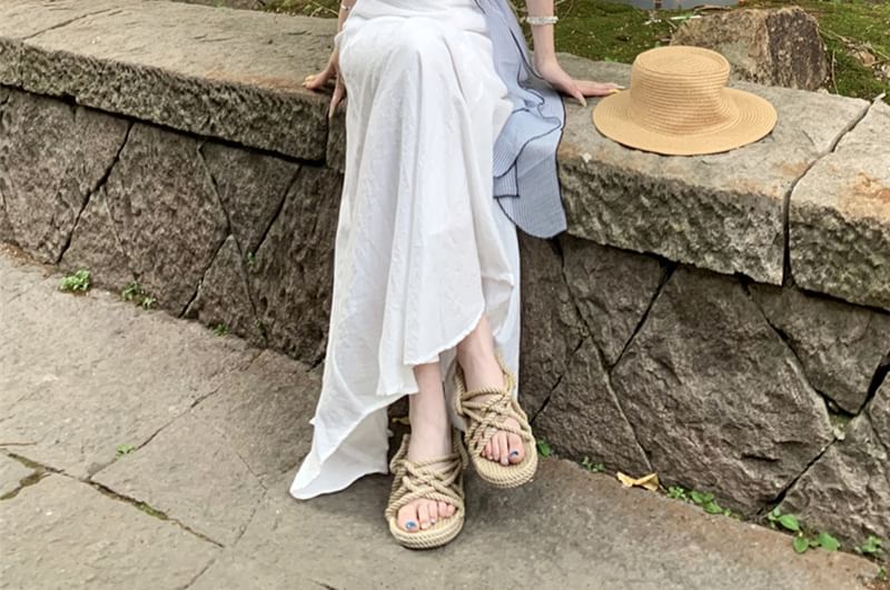 3/4 Sleeve V-Neck Blouse & Maxi Skirt Set - High Rise