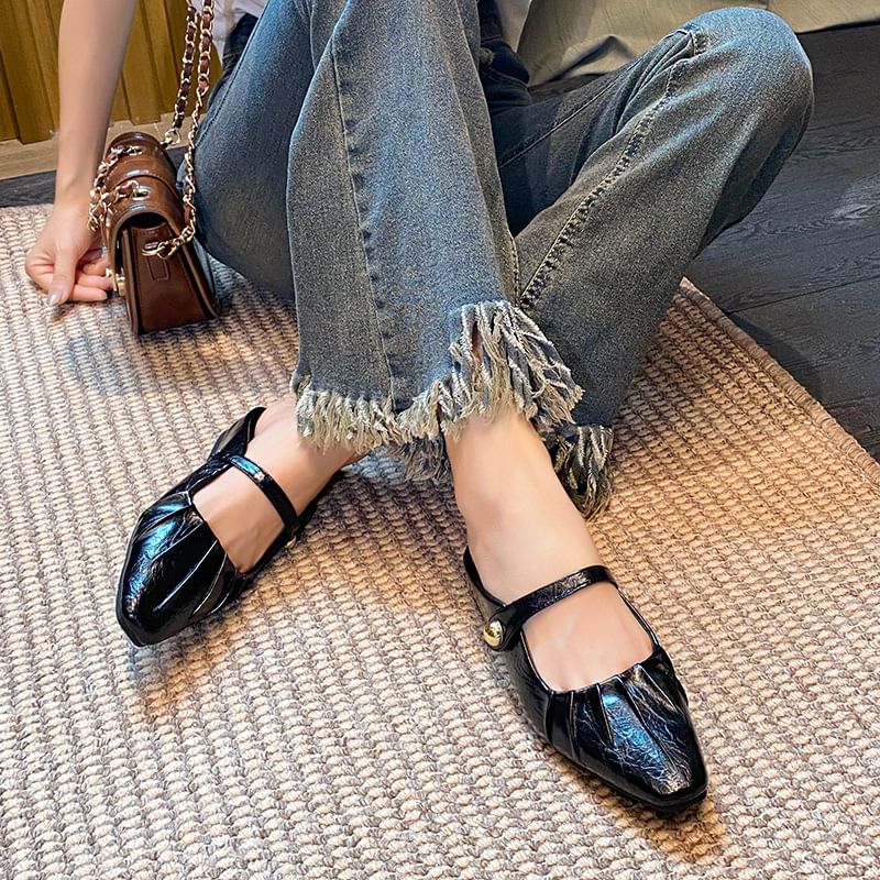 Shirred Pointed Mary Jane Mules