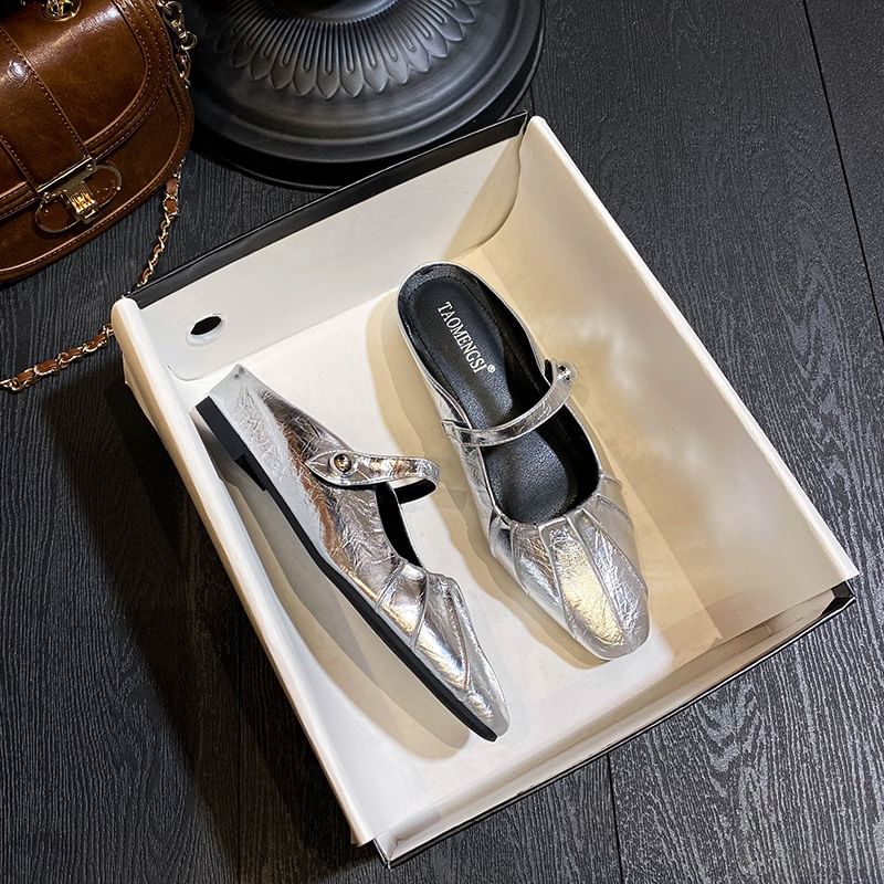 Shirred Pointed Mary Jane Mules