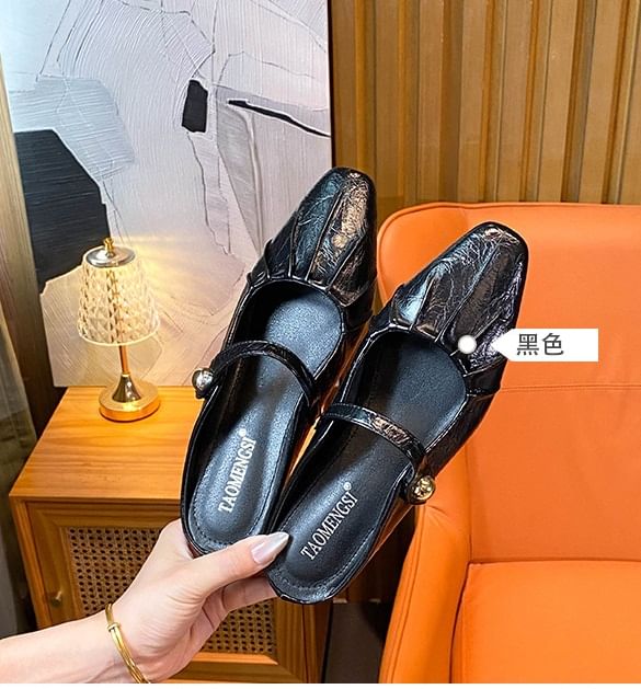 Shirred Pointed Mary Jane Mules