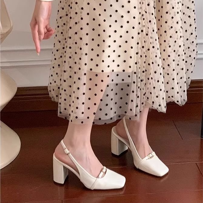 Block Heel Slingback Sandals