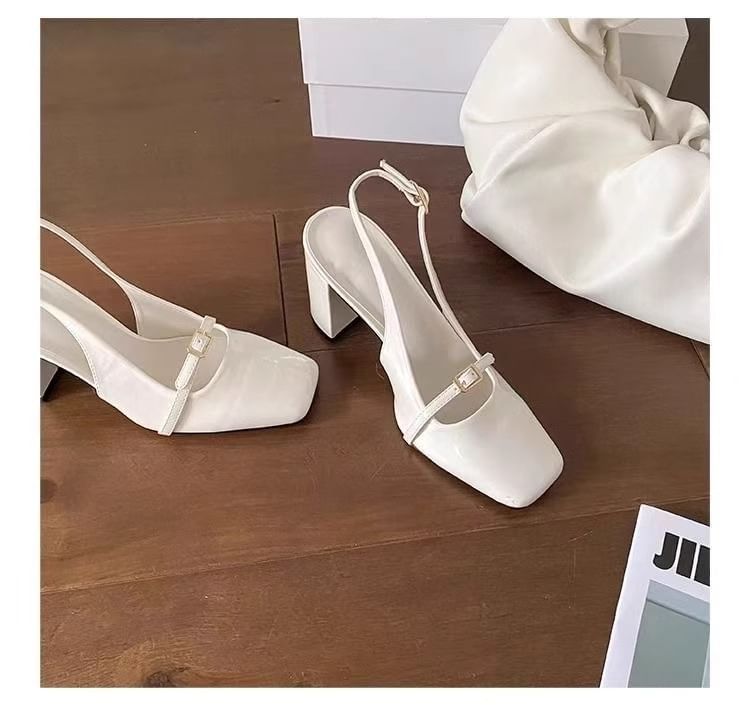 Block Heel Slingback Sandals
