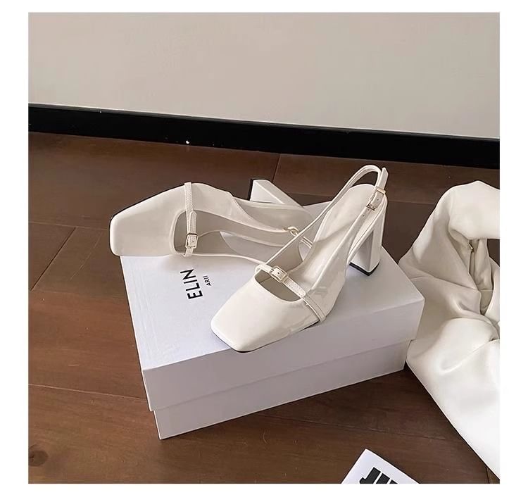 Block Heel Slingback Sandals