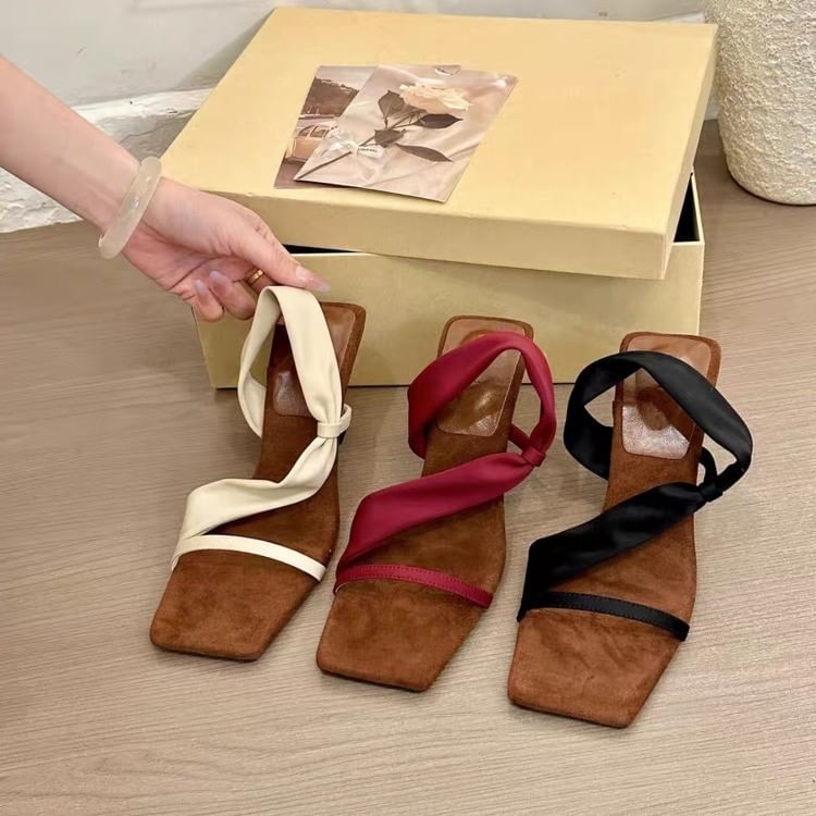 Kitten Square Toe Twisted Sandals