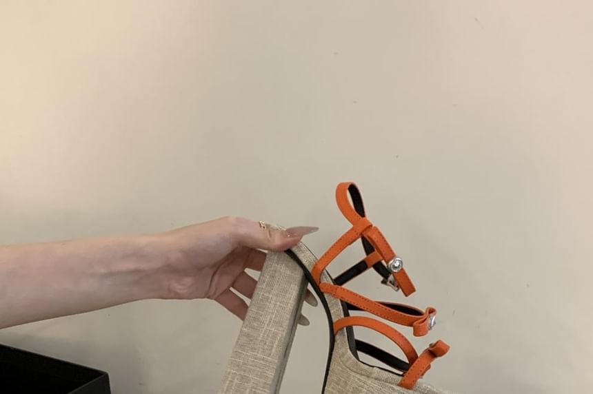 Block Heel Square Toe Slide Sandals