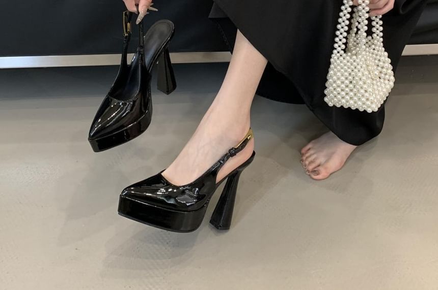 Block Heel Platform Slingback Sandals