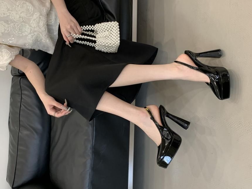 Block Heel Platform Slingback Sandals
