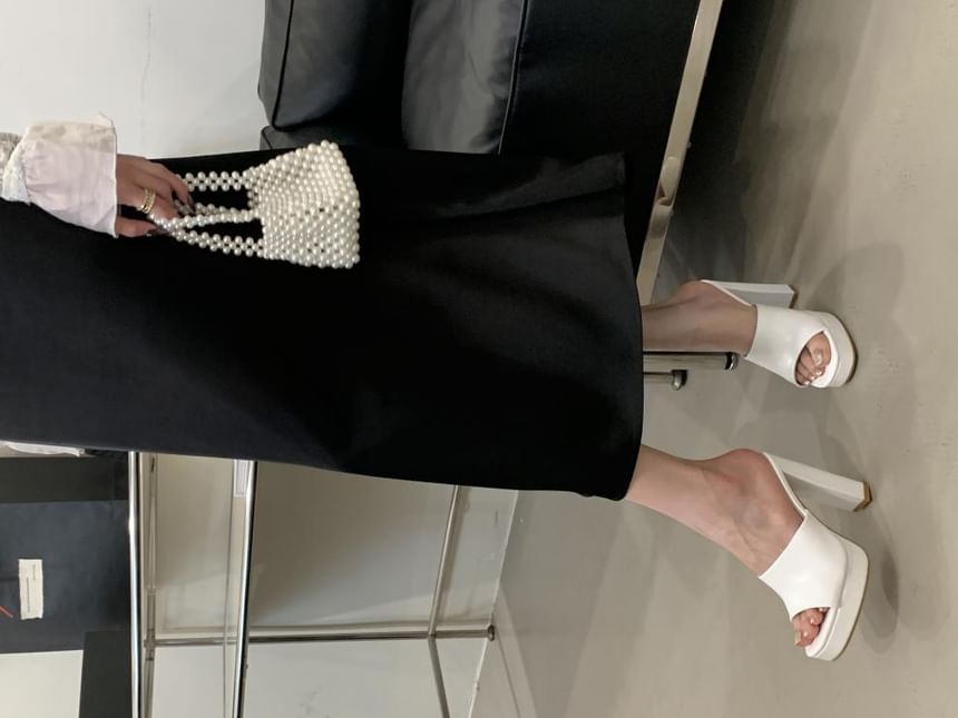 Block Heel Plain Slide Sandals