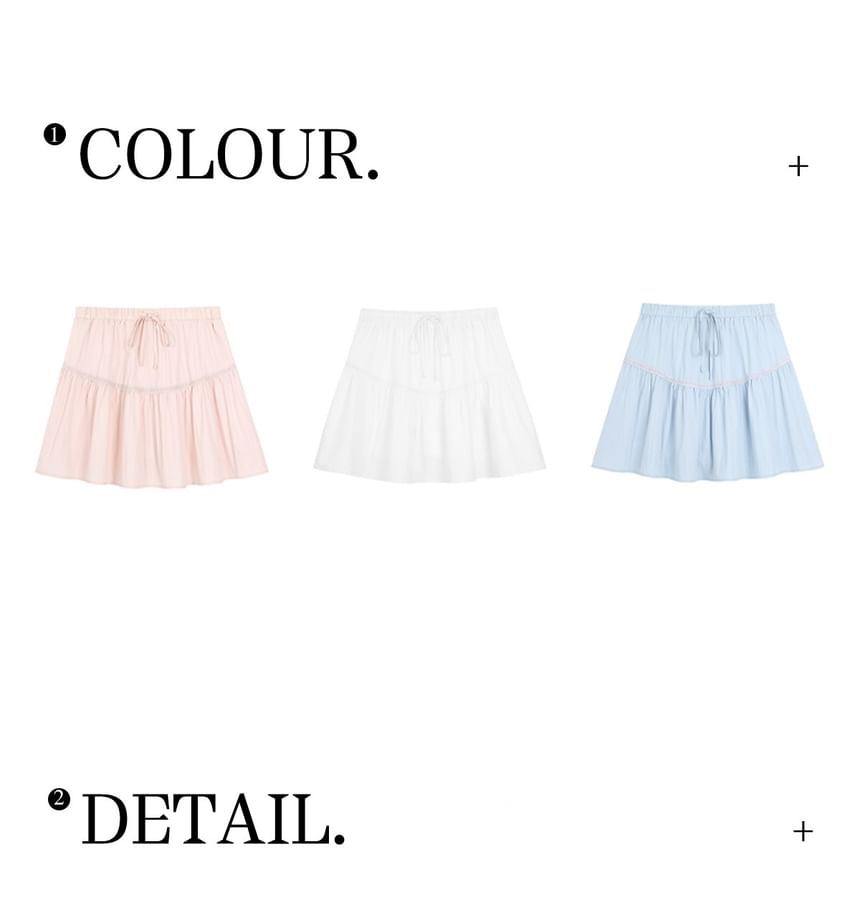 Lace-Trimmed Mini Skirt with High-Rise Waistline