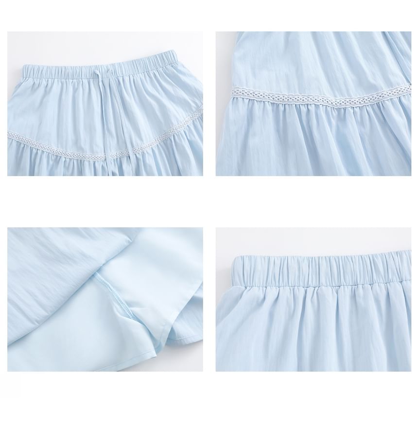 Lace-Trimmed Mini Skirt with High-Rise Waistline