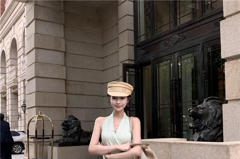 Halter Ruched Fitted Tank and High-Rise Maxi Skirt