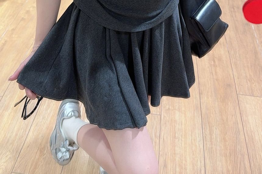 V-Neck Short-Sleeve Tee and High-Rise Mini Skirt Set