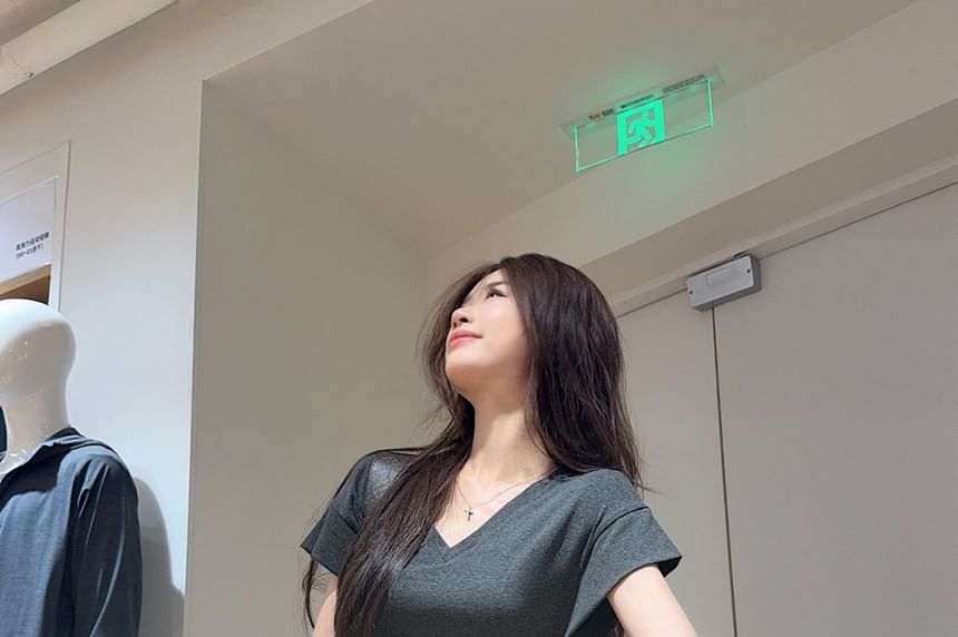 V-Neck Short-Sleeve Tee and High-Rise Mini Skirt Set