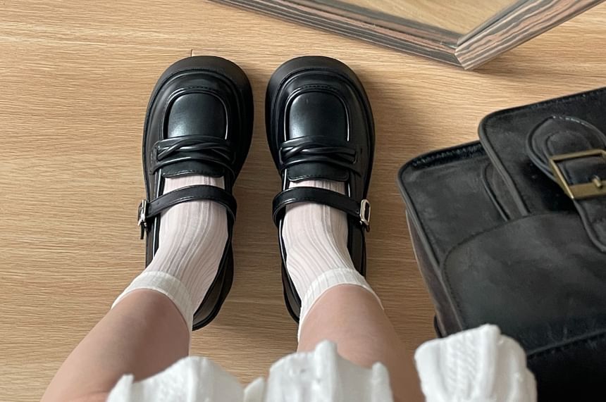Platform Plain Patent Leather Mary Jane Loafers