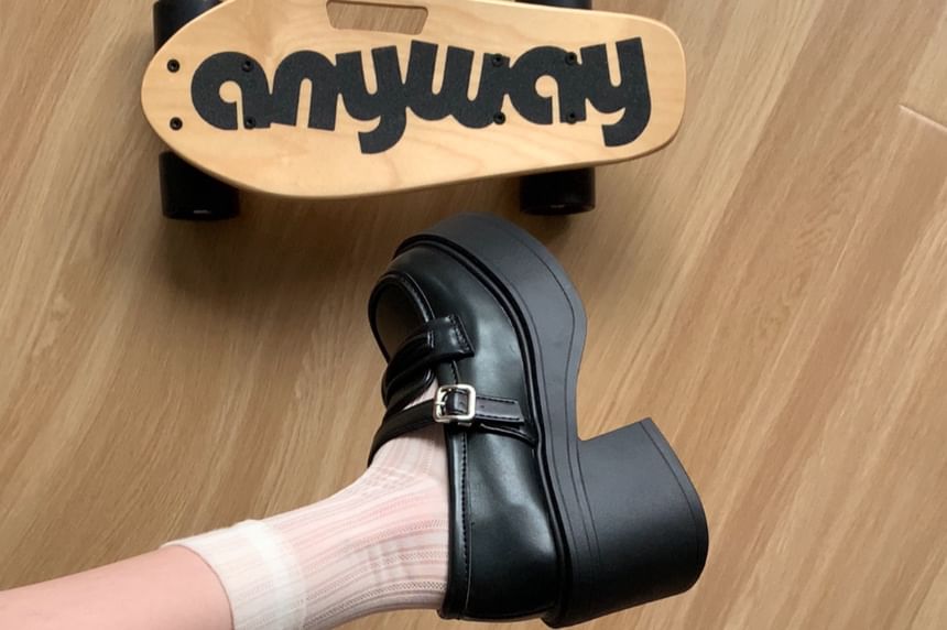Platform Plain Patent Leather Mary Jane Loafers