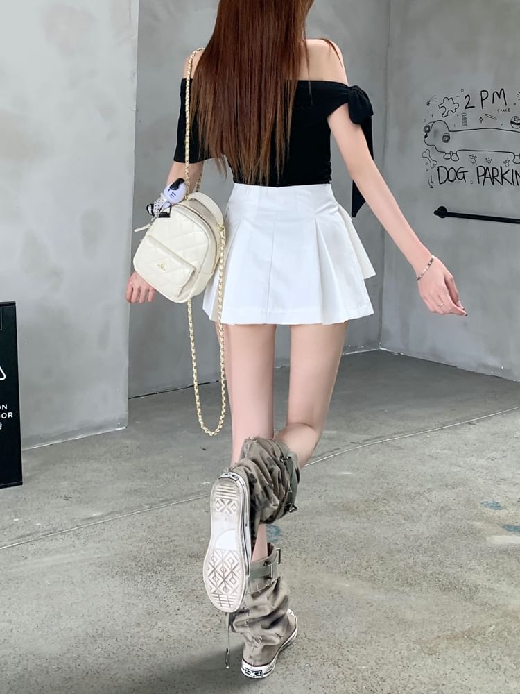 Cargo Mini Skirt with Plain Fabric and High Waist