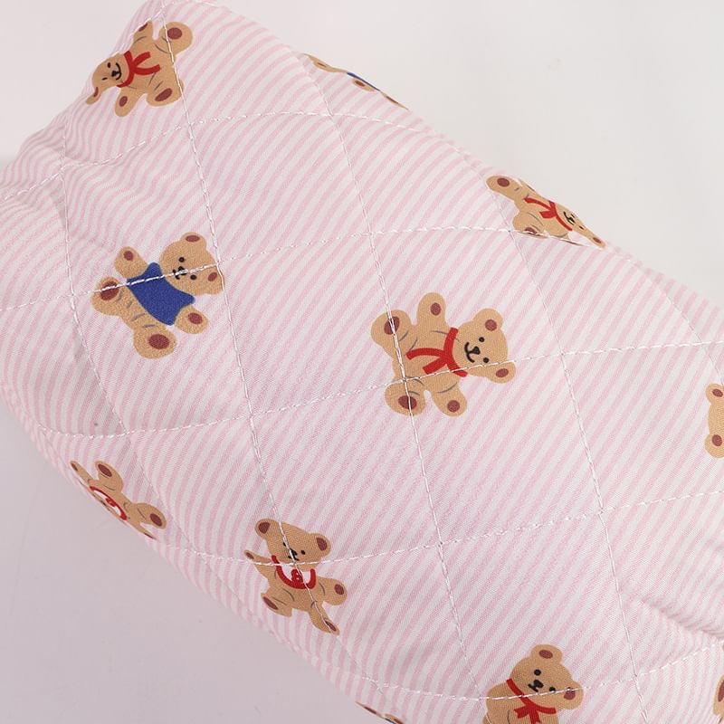 Bear/ Bow Plaid Fabric Makeup Bag