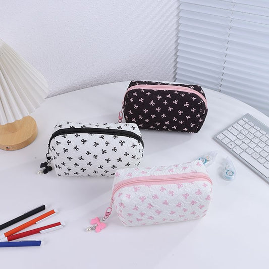 Bow Fabric Makeup Bag